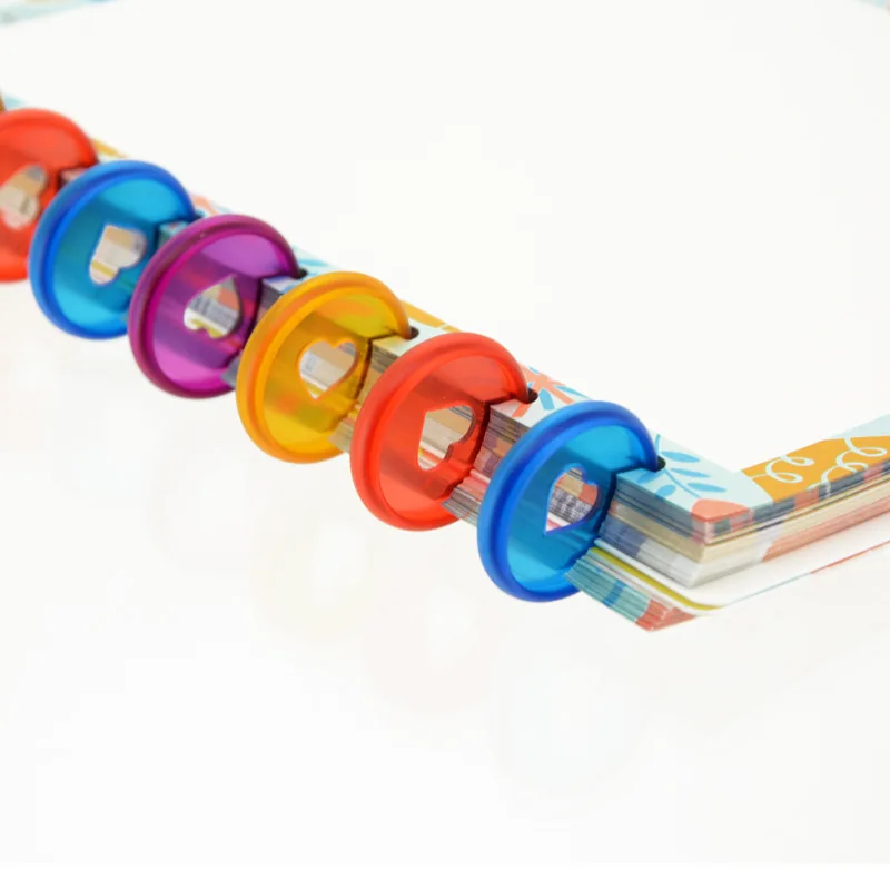 Macaron-colored plastic buckle mushroom hole binding clasp Love ring buckle with wholesale price