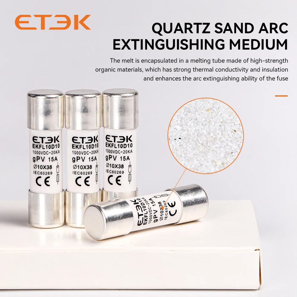 ETEK  15A Fuse 10*38mm DC type  link with TUV CE certificates solar fuse link