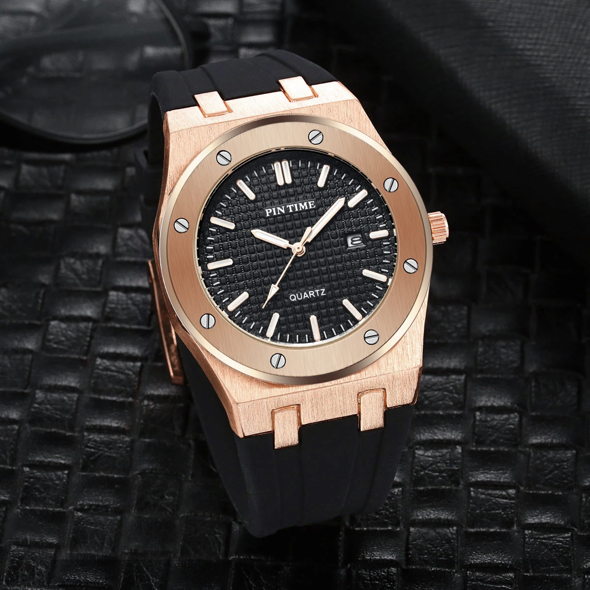 Часы наручные мужские кварцевые с резиновым ремешком, модные брендовые Роскошные спортивные золотистые в стиле милитари, с датой