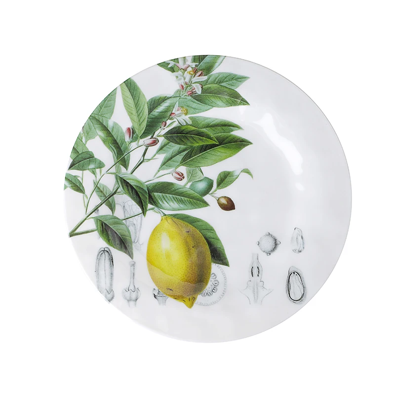 Wholesale 8 10 12 inches Plant Melamine California Lemon Pattern Plate Creative Dish Plate Tableware