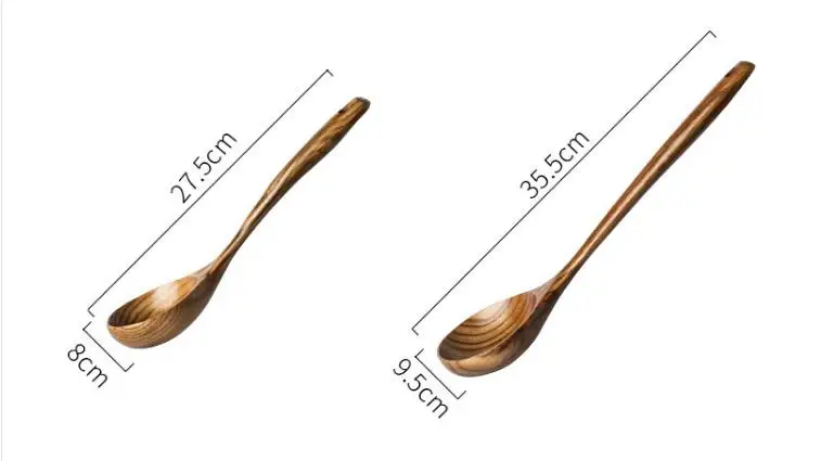 2 Pcs Wooden Spoon Ladle Utensils Spoons-14 inch Long Kitchen Cooking Spoon & 11 inch Best Serving Soup Spoon Set