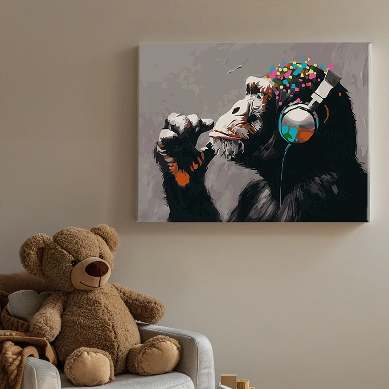 Wholesale DIY Animal Painting By Numbers Factory Delivery Chimpanzee portrait oil painting Home Decor Wall Art children Gift
