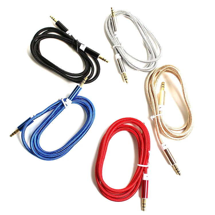 Nylon Braided Auxiliary Audio Cable  AUX Cable For Car Male to Male Gold Plated Aux to Aux cable Speaker Headphones 3.5mm
