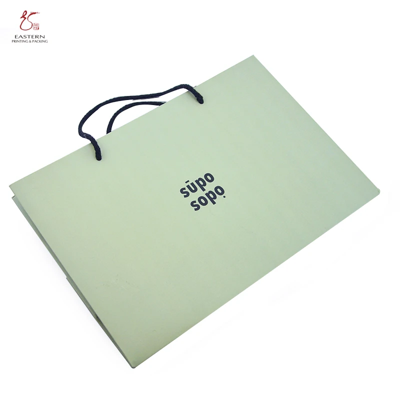 Custom UV Matte Green Clothings Shopping Paper Bag Printing Gift  Recycled Gift Paper Bags With Handle