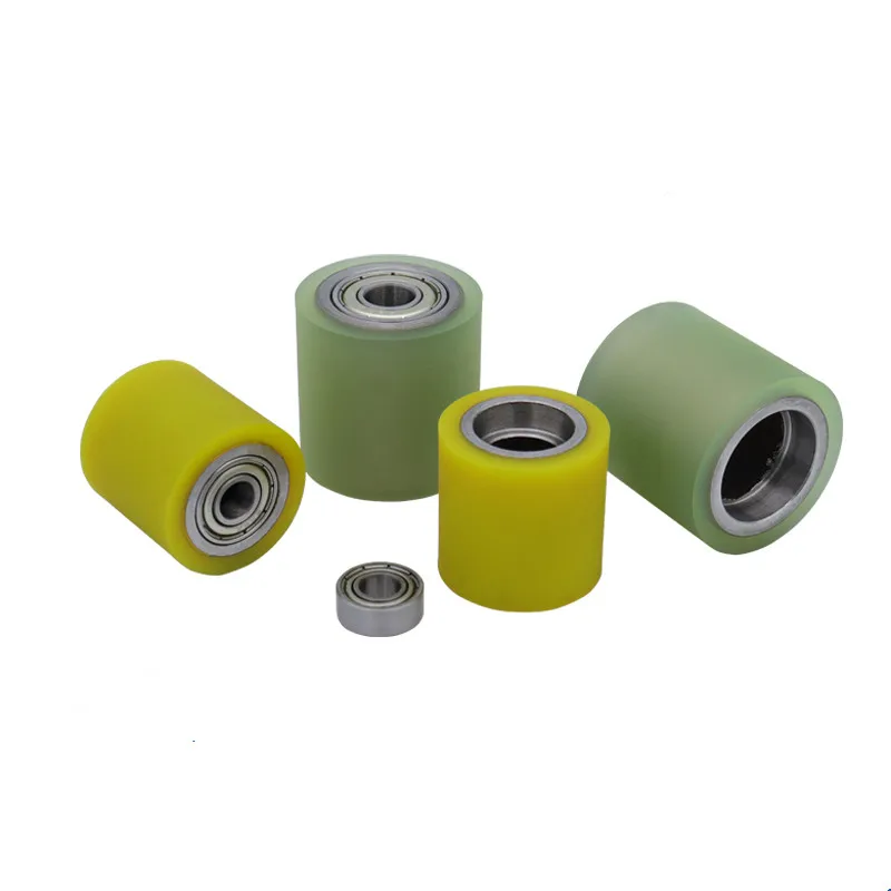 Ролик с резиновым покрытием Малый ролик диаметром 15 двойным подшипником Полиуретановая резиновая линия сборки колес без