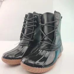 Free Shipping High Quality Plush Martin Boots Warm Fur Ankle Zipper Duck Rain Boot Waterproof Non Slip Shoes Duck Hunting Boots