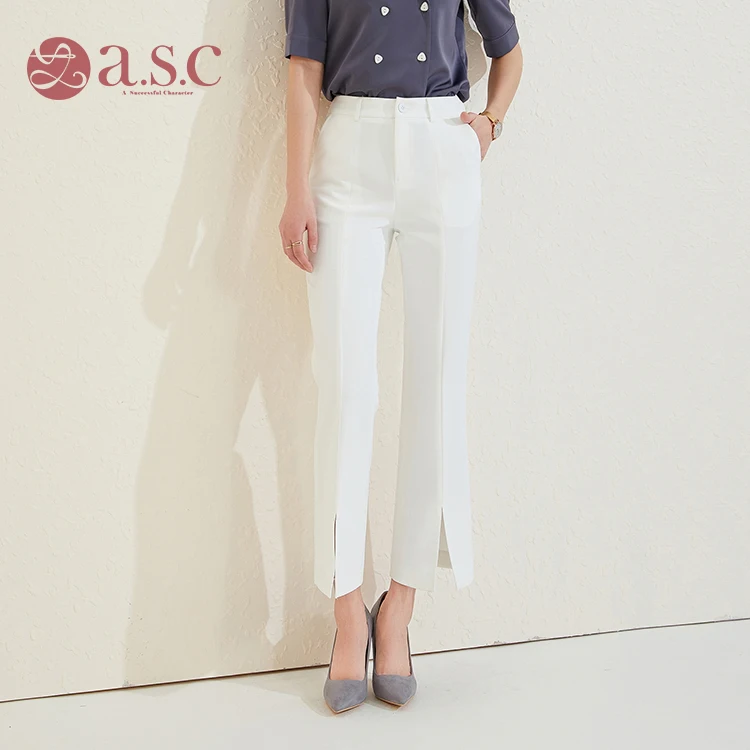 Work Casual Korean White Woman Pants For Woman