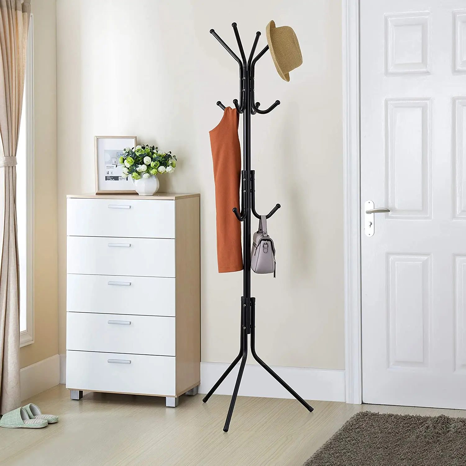 Household living room bedroom small floor large-capacity convenient clothes hanger drying rack