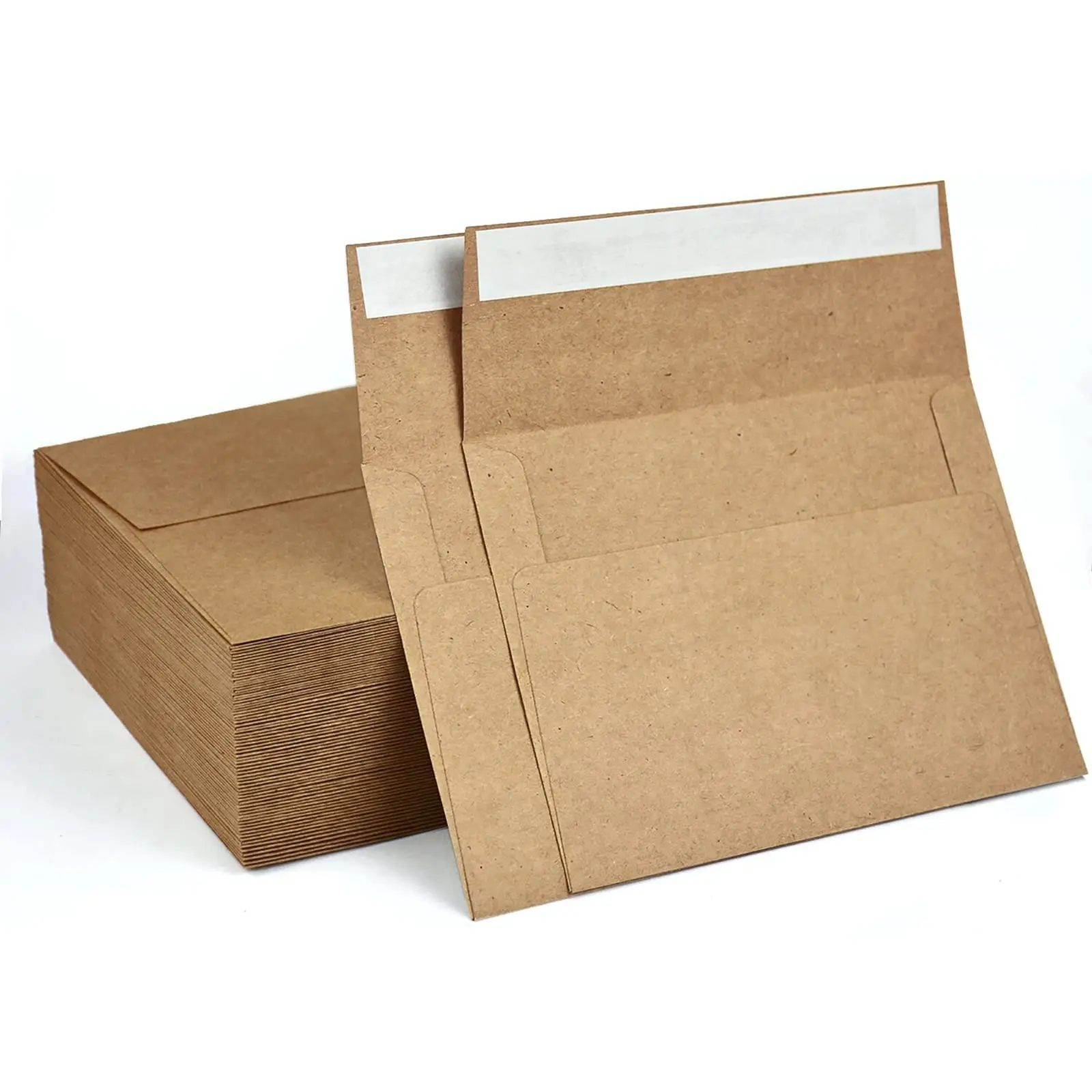 Custom Brown Blank A7 A9 5x7 craft Mailing  thank you card Invitation Wedding Self Seal Kraft paper Envelope with thank you card