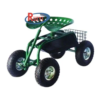 Adjustable 360 Degree Swivel Seat Garden Cart Rolling Work Seat Outdoor Lawn Yard Scooter for Planting