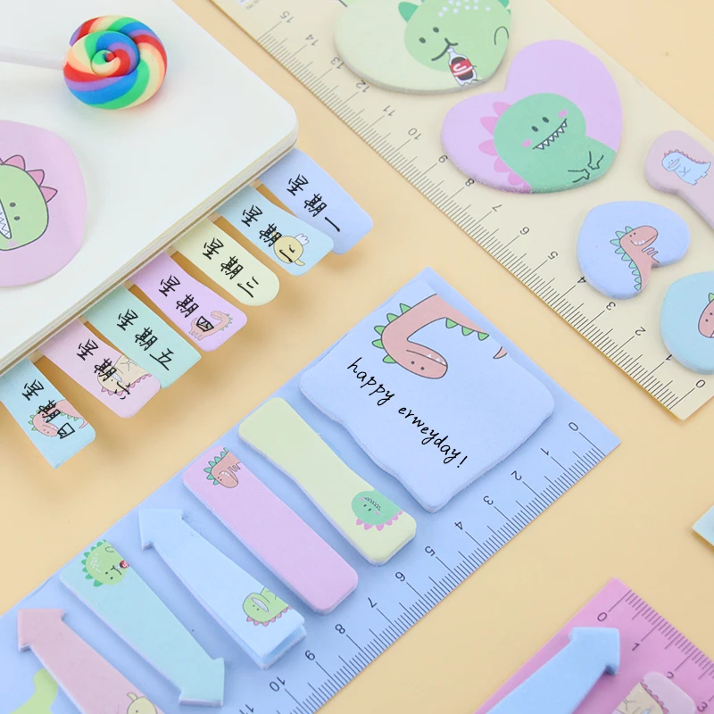 2022 Wholesale Dinosaur Sticky Notes Colorful Memo Notepad Notes Student Stationery Handbook Sticker Bookmark