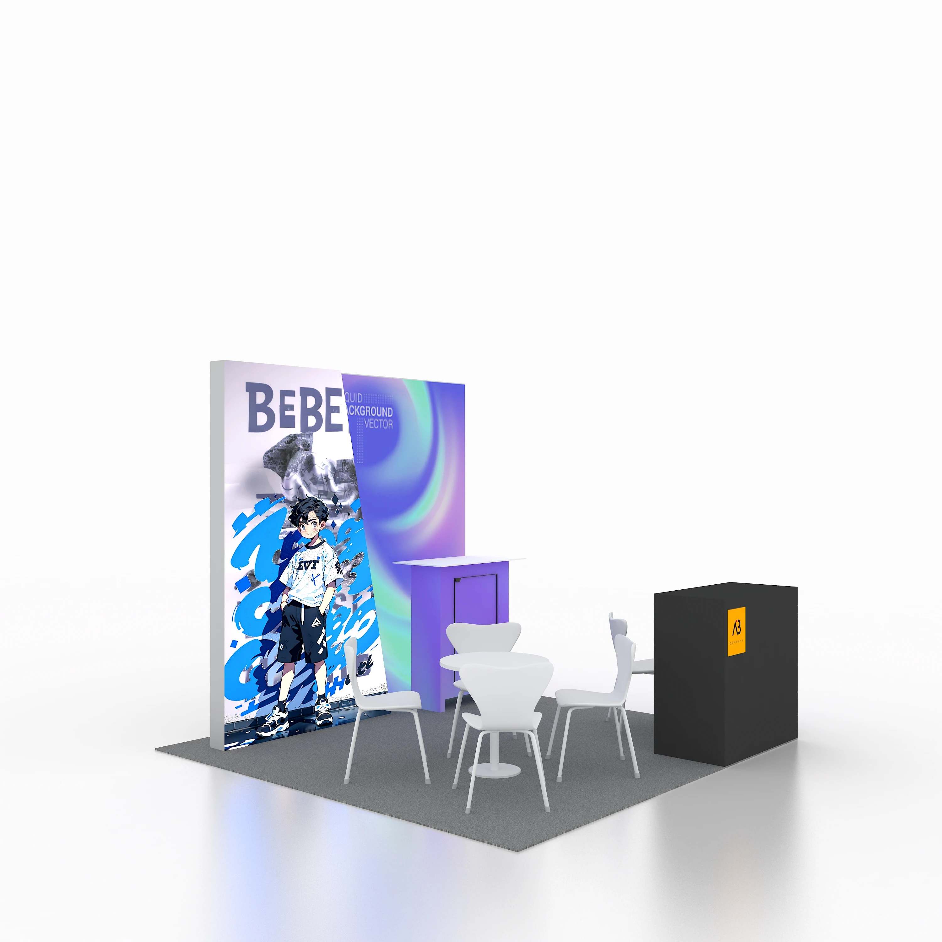 Customized Big Design Easy Assembly Wooden Exhibition Trade Show Booth Stand Display tension fabric clothing printing show booth