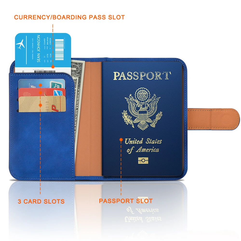 Customized High-end Quality RFID Passport Bags Family Travel Wallet PU Leather Booklet Passport Holder Sleeve Case