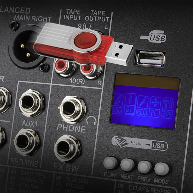 GAX-XS8 Professional Audio mixing console Video & Lighting 8 channels with USB MP3 player mixing console 99 DSP DJ audio console