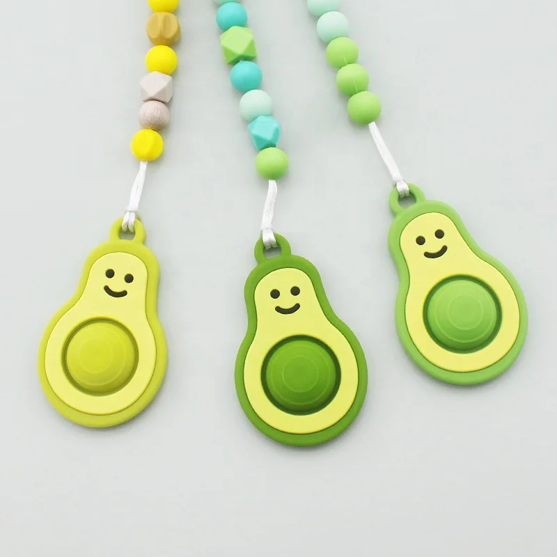 New Design Buy BPA Free Newborn Chewing cute avocado Silicone Soft Pacifier Chain DIY  Avocado Baby Silicone Teether