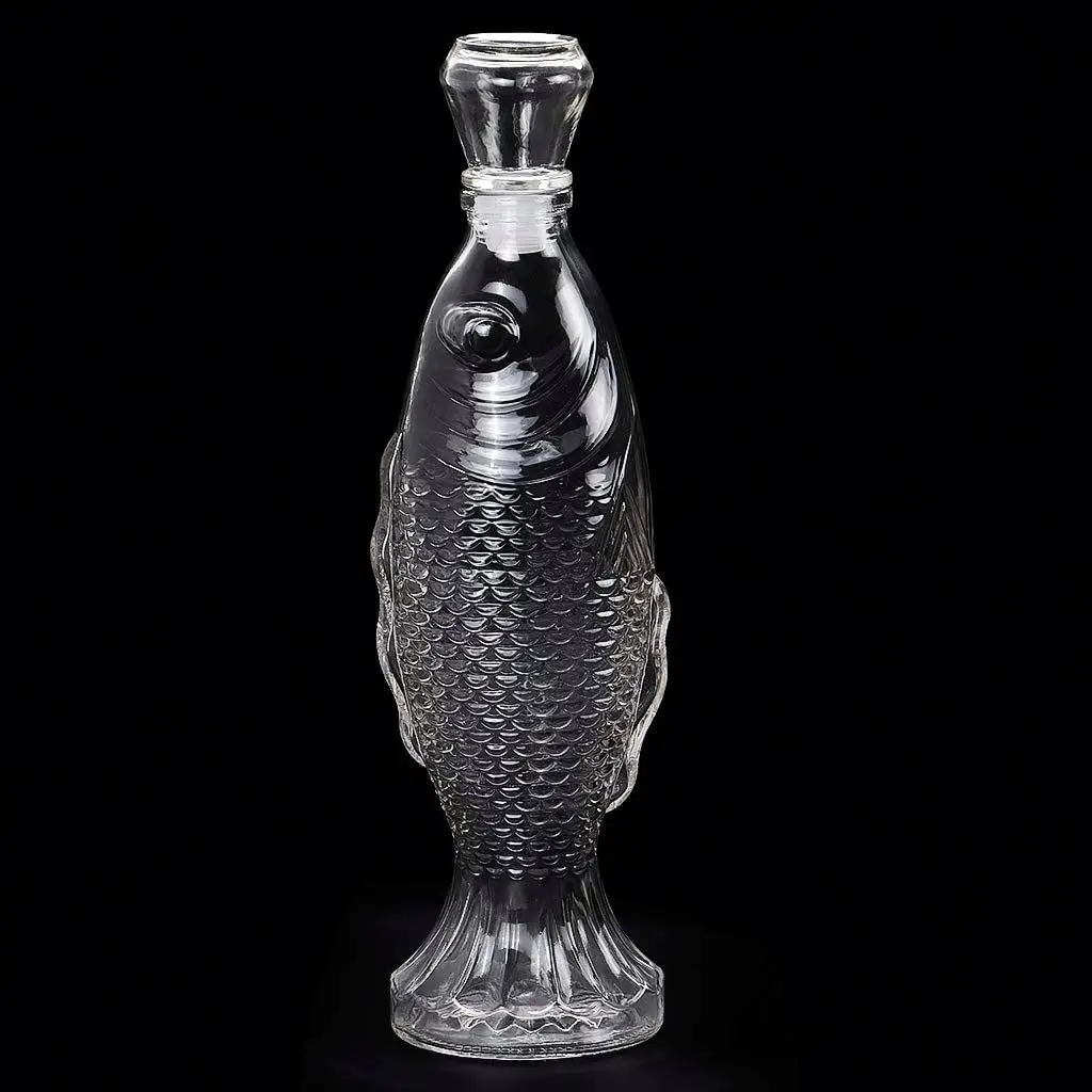 Hight Quality Mouth Blown whiskey animal shaped fish Wine Fashion Slanted Glass Decanter For Hotel Restaurant Feast