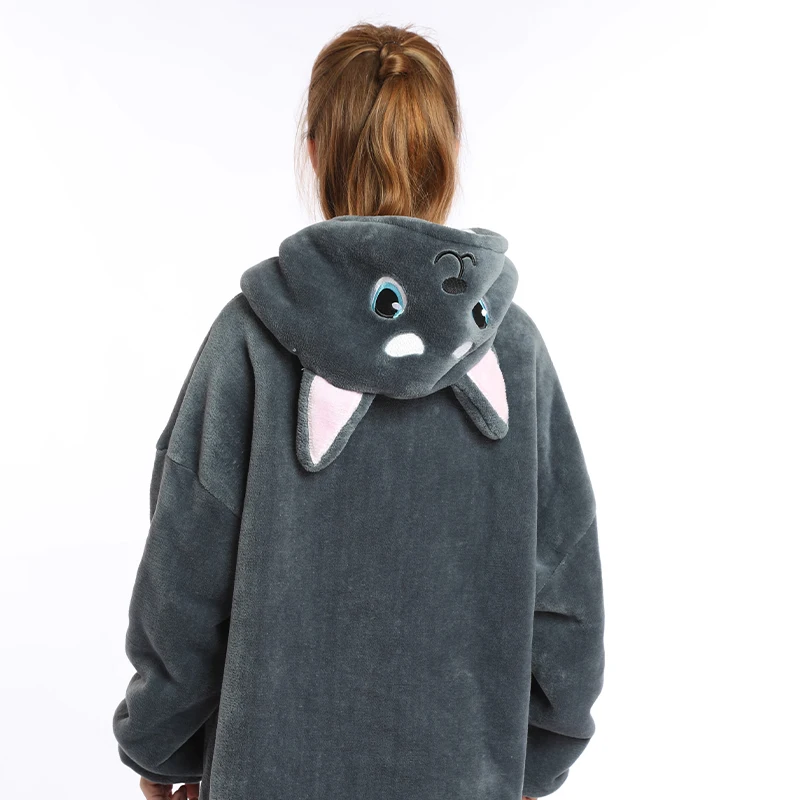 Custom Oversized Wearable Snuggle Hoodie Full Sleeve Sweatshirt Animal Blanket Hoodie For Kids