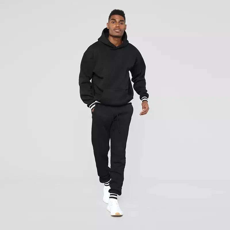 Streetwear Slim Fit Jogging Tracksuit For Men Hoodie Sets Unisex Custom Embroidery Logo Plain French Terry Two Piece Tracksuits