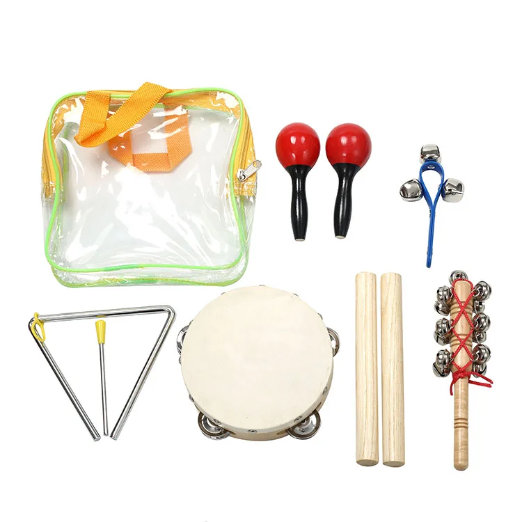 Boy Girl Musical Percussion Instruments Hand Bell Drum Toy Kit Early Learning Educational Toys For Kids Baby Children Gift