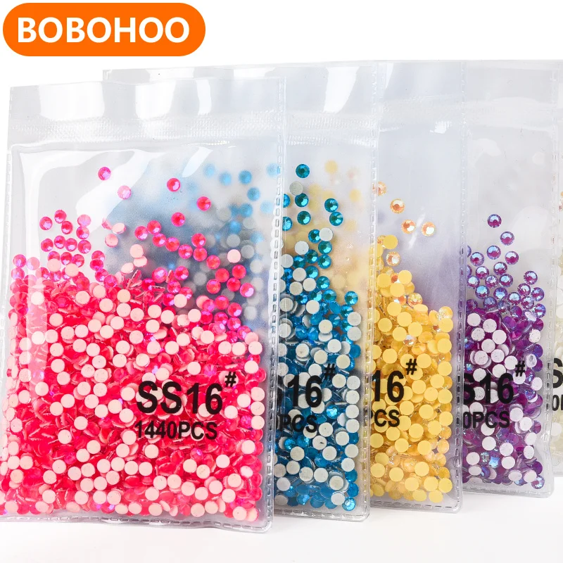 BOBOHOO New Colors SS6 SS10 SS16 Glass Flat Back Hotfix Rhinestones Sparkle Series for Dresses Shoes Nail Art