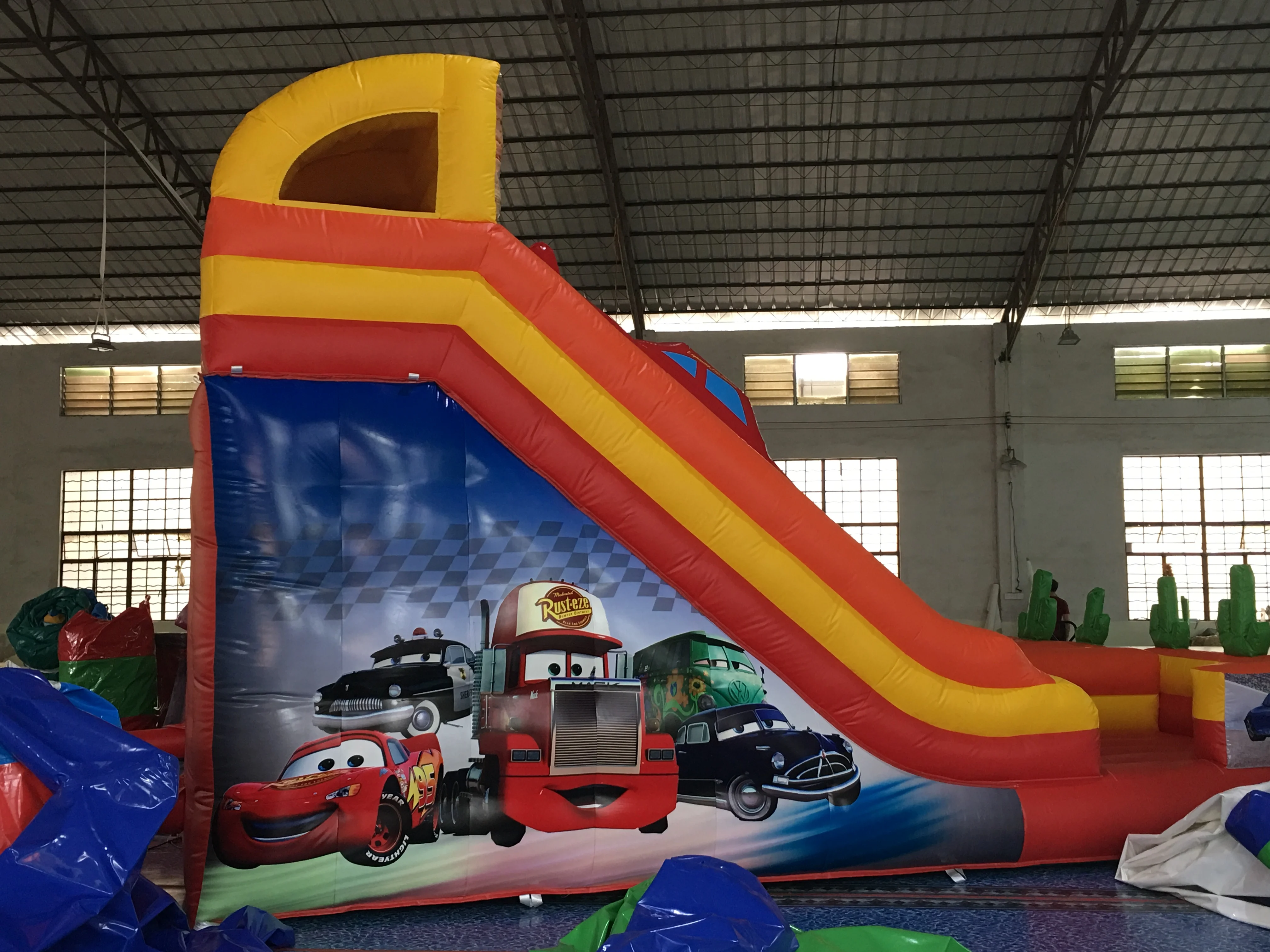 
Hot sale commercial inflatable race car theme three lanes dry children bouncer slide for sale 