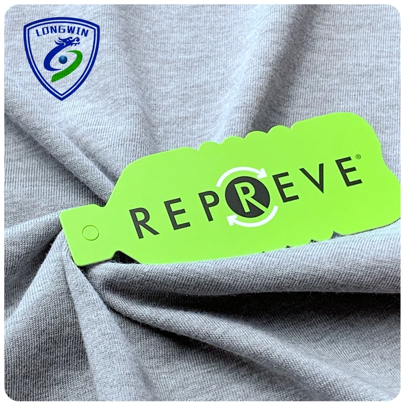 Экологически чистый хлопковая футболка с коротким рукавом, одежда для 60 переработанного repreve полиэстер 40 хлопок сопротивление разрыву CVC смесь гребень пряжа вязаное Покрывало «русалочка» однофонтурное трикотажное полотно