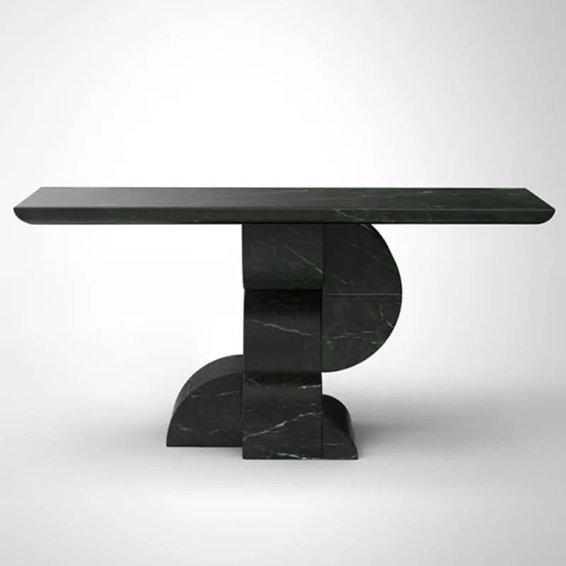 Nordic wholesale natural stone modern design rectangle black marble top console tables