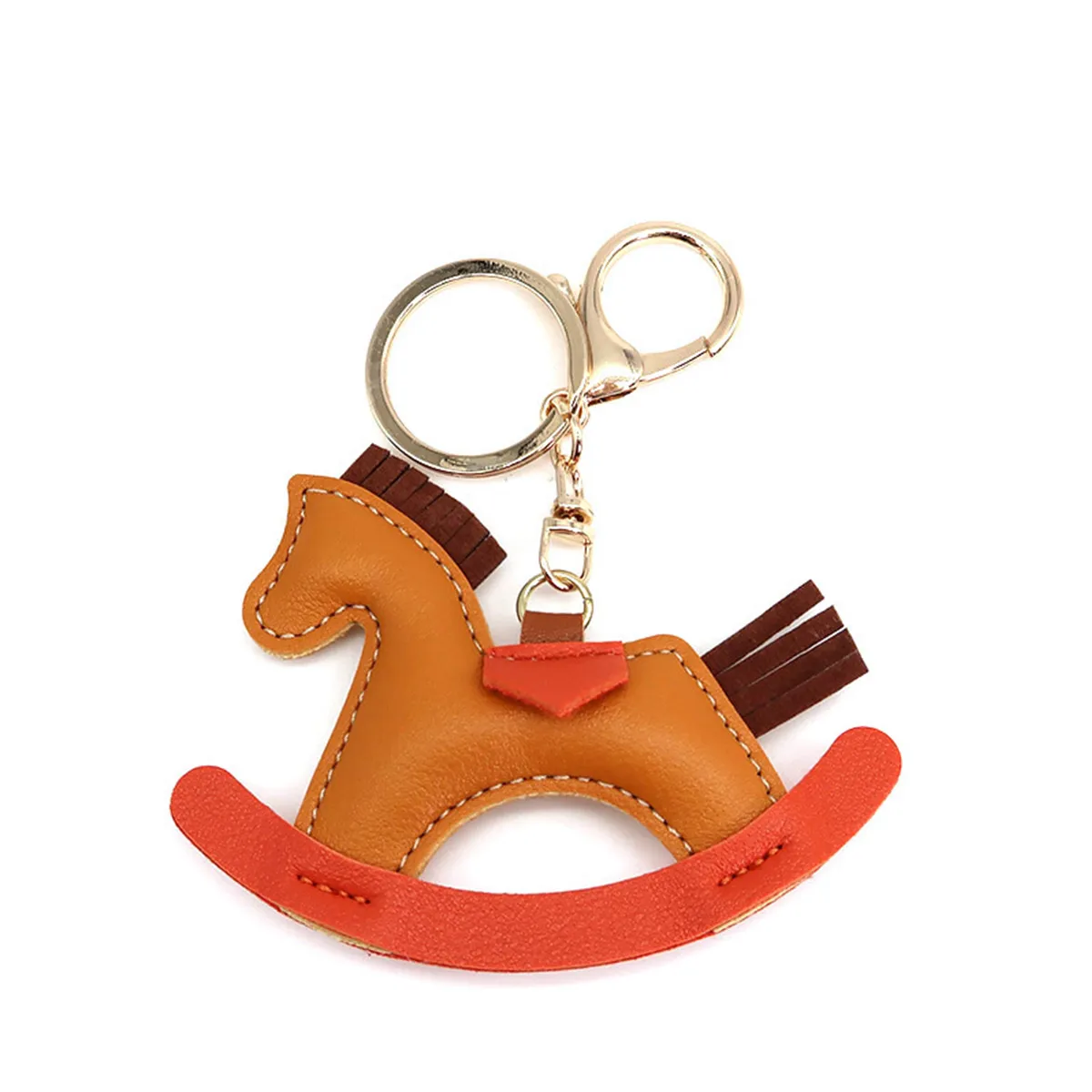 Wholesale Design High Quality Personalized Leather Keychains Luggage Tag Custom New Vintage Pu Leather Horse Keychain