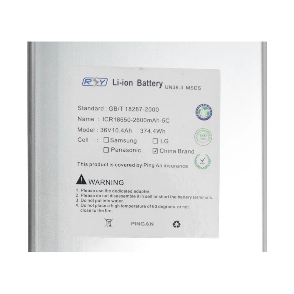 ADO A20F A16 A20 A26 High Power Quality Capacity ebike battery 36V 10.4Ah ebike Lithium battery