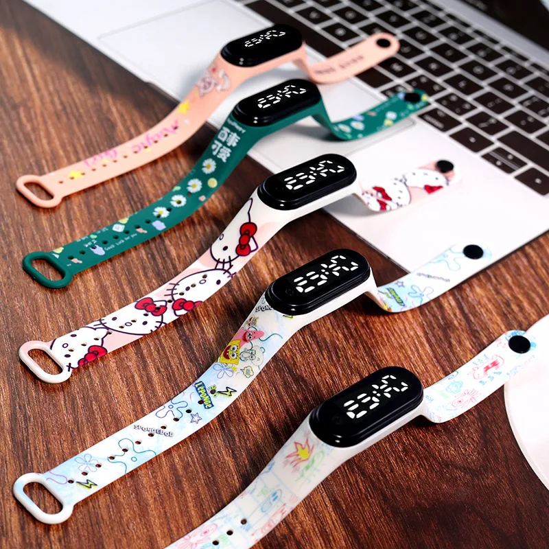 Free samples Cartoon Children Electronic Watch Animation Led Electronic Watch Kids Waterproof Touch Bracelet Watch