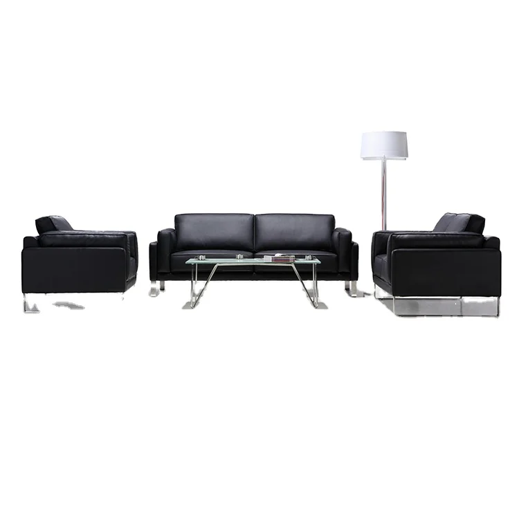 Профессиональный производитель современная офисная мебель для коммерческого использования кожаный черный диван набор