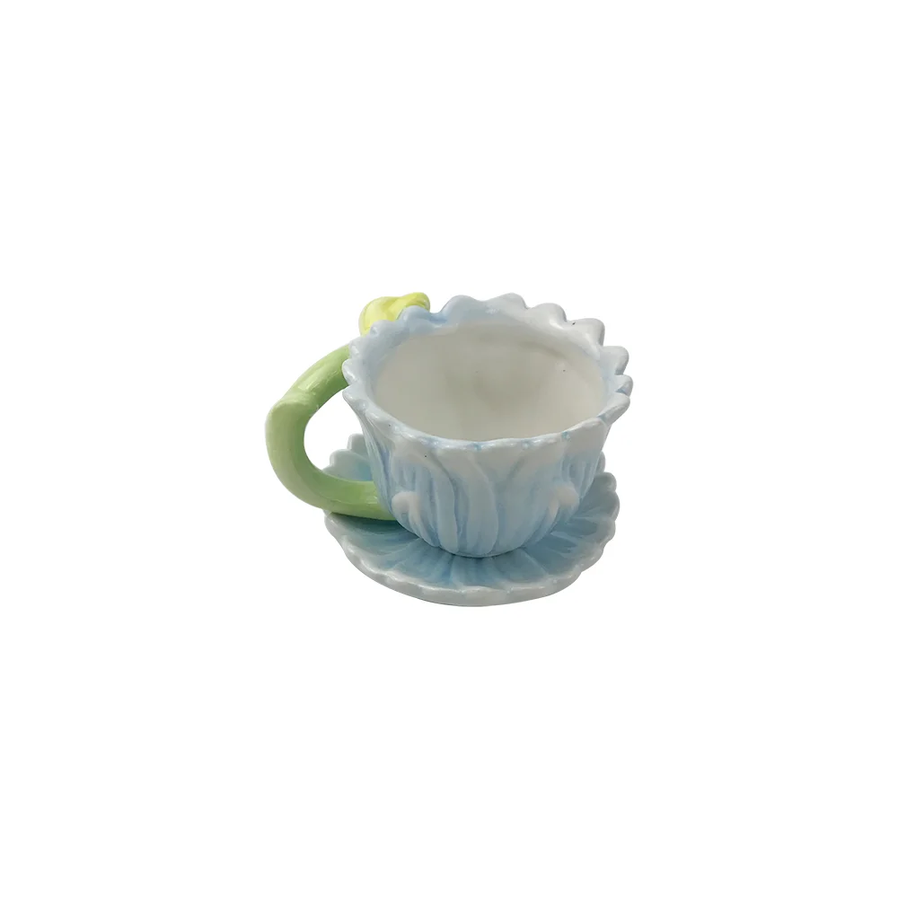 large teacup tea cup and saucer shaped ceramic planter plant pot