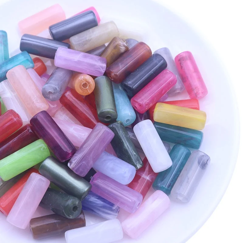 Wholesale 8x20mm Clouds Gemstone Column Fancy Lace Acrylic Beads for Making Jewelry Necklace Accessory