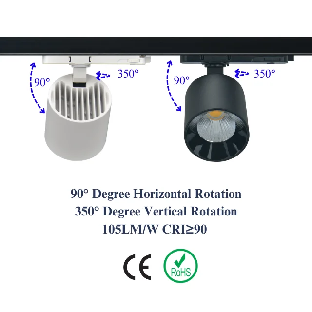 Track Rail Light System Adjustable Focus Commercial Lighting System Ceiling Recessed Track Rail Led Cob Light