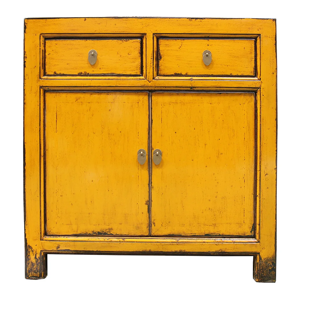 Chinese retro hand painted antique reproduction high glossy black cabinet