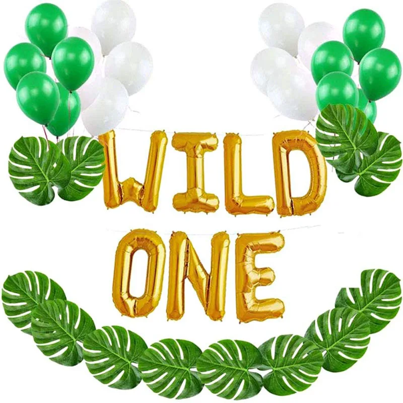 Wild ONE Kids First Birthday Decorations Balloons Jungle Safari Walking Animal Heads Foil Balloon Baby Party Supplies