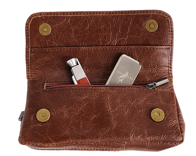 MUXIANG Genuine Leather Brown Color Single Tobacco Pipe Pouch Pipe Accessories Storage Bag
