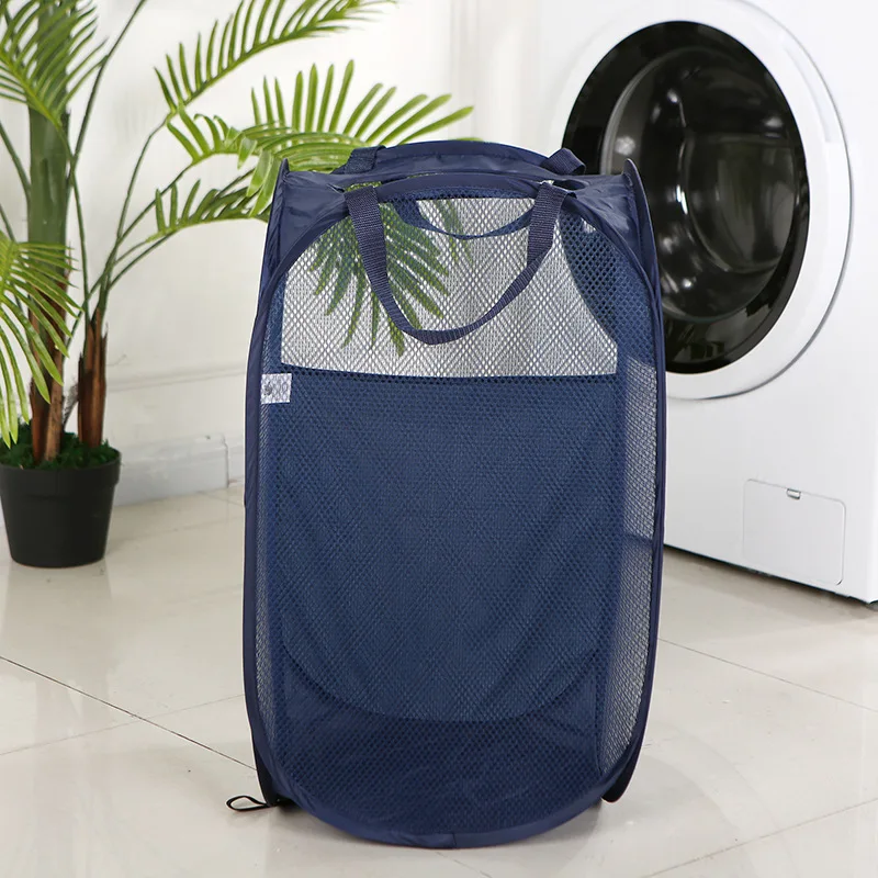 2024 Hot Selling Mesh Laundry Basket Collapsible Portable Clothes Washing Laundry Storage Basket With Reinforced Carry Handle