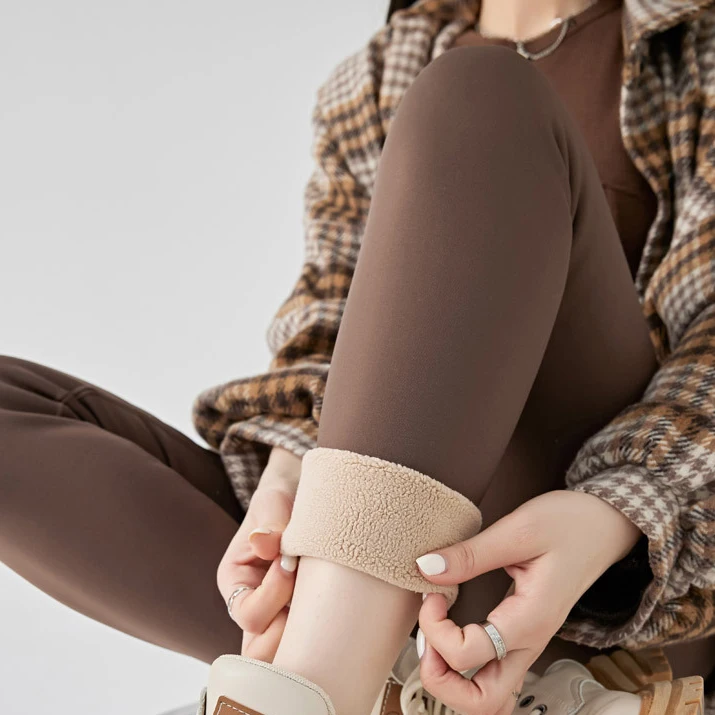 Мягкие непрозрачные узкие спортивные утягивающие штаны для бега и велоспорта с высокой талией на флисовой подкладке теплые Леггинсы йоги женщин