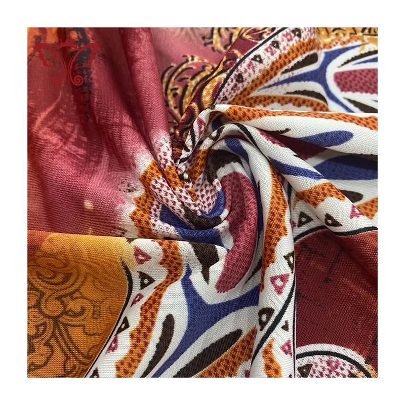 textile fabric 95%polyester 5%spandex Printed Single Knit Rayon dress Fabric