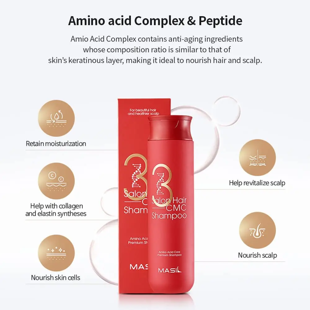 Korean Beauty and Personal Care Keratin Hair Treatment Products Masil 3 Salon Care CMC Shampoo 300ml