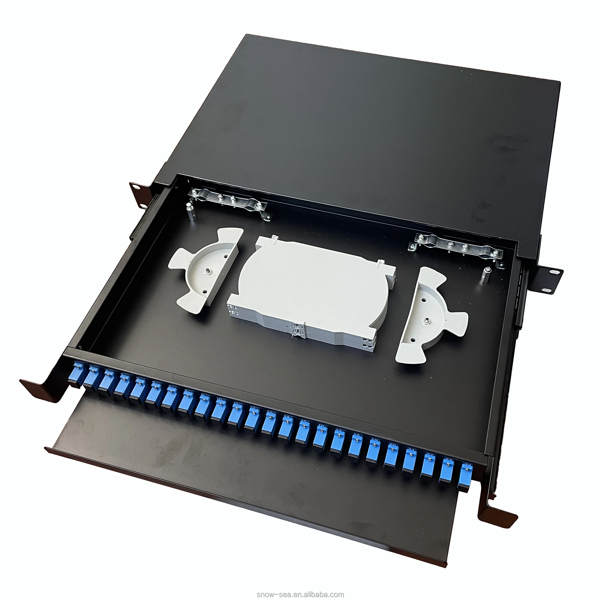 19' 1U Drawer Type Rack Mounted 24 Core SC Fiber Optic Patch Panel With Adaptor And Pigtail