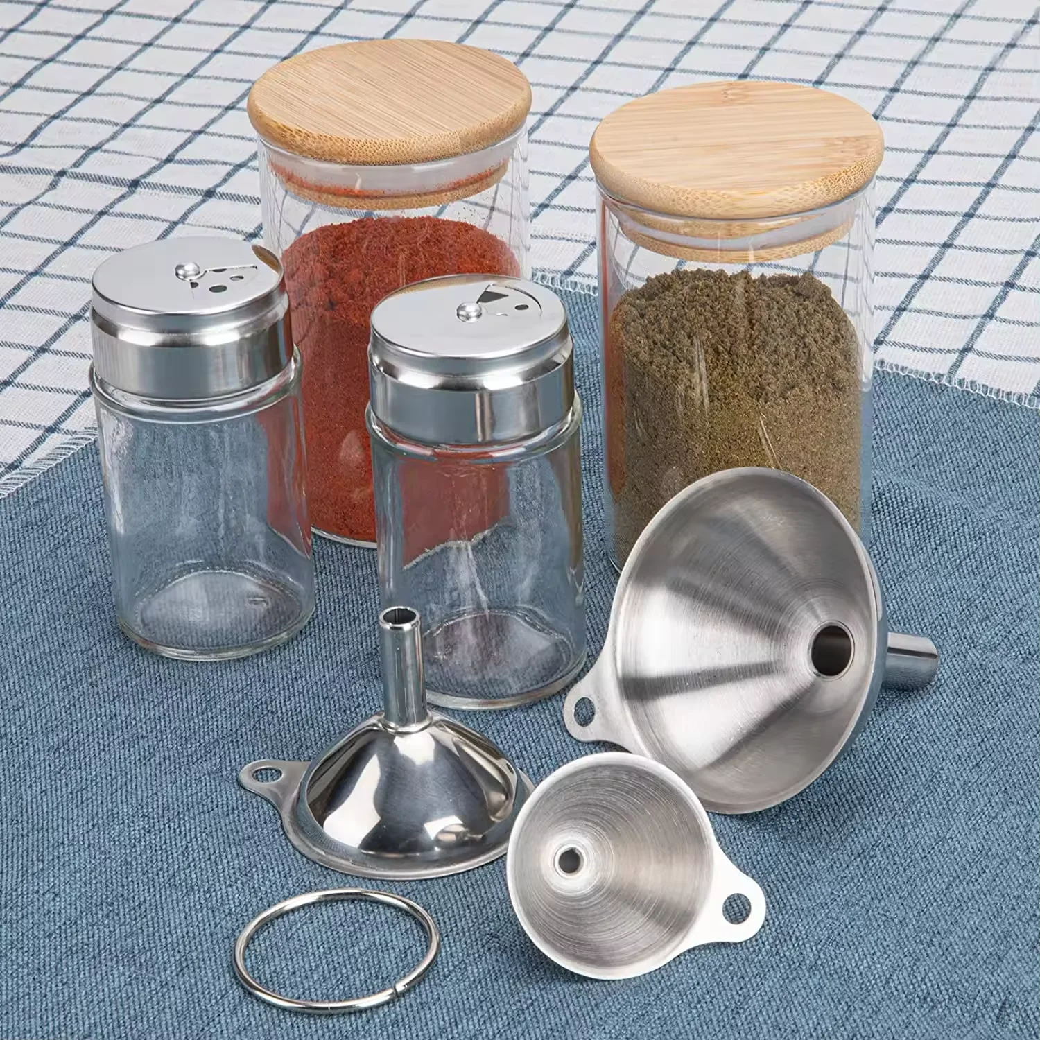 Multifunctional Stainless Steel 304 Oil Water Spices Wine Flask MINI Funnel For Home Kitchen