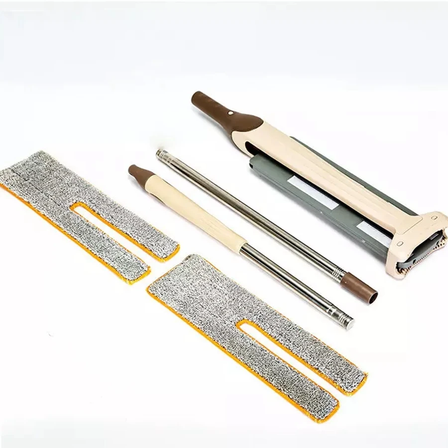 Моющиеся прокладки из микрофибры 360 Вращающаяся плоская швабра с длинной ручкой нержавеющей стали двойная боковая