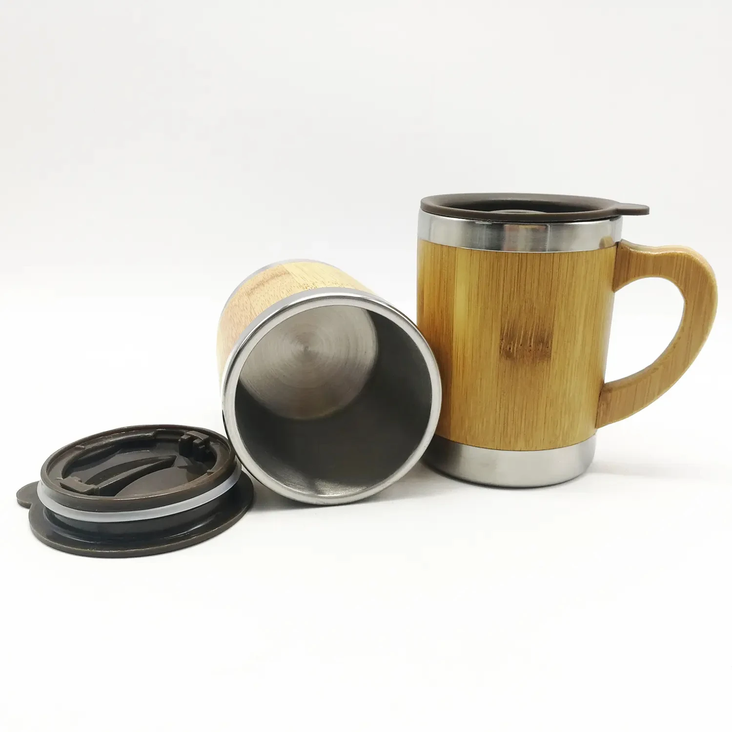 Wholesale hot sale 450ML high quality bamboo wood stainless steel coffee cup portable vacuum insulation car mug