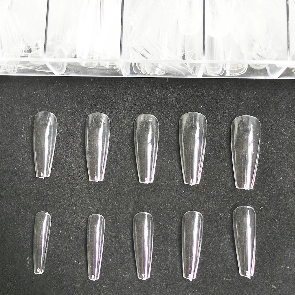  Amzon Hot Selling 500 PCS Boxed Nail Tips Full Trapezoidal ballet Long Flat Head European American Trapezoid Tip