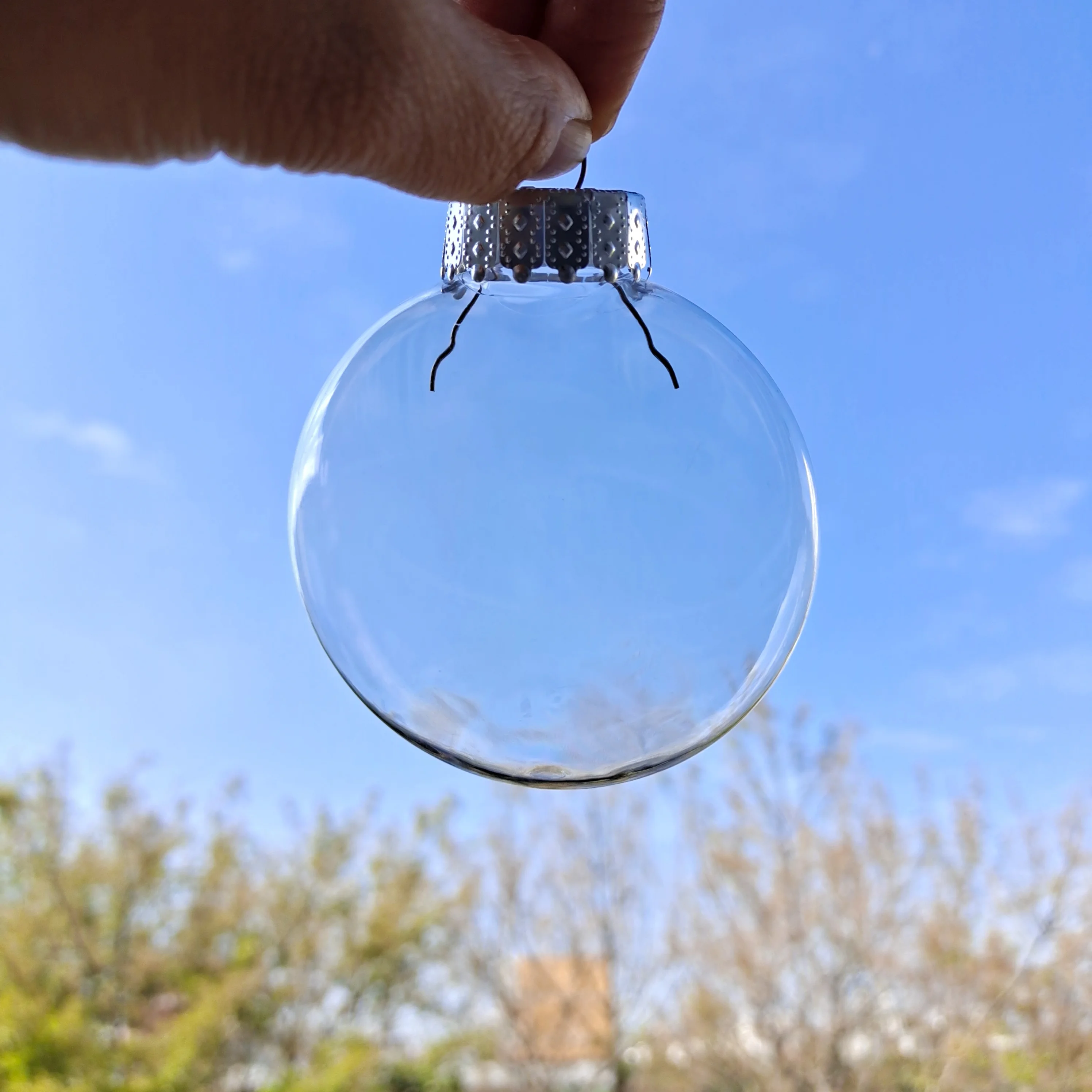 Wholesale 8cm Transparent Christmas Ornaments Clear Plastic Flat Christmas Ball