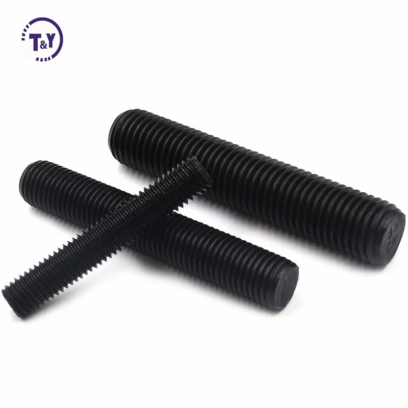 M8 m10 m12 High precision astm a193 grade b7 black steel adjustable double end full studs threaded rods