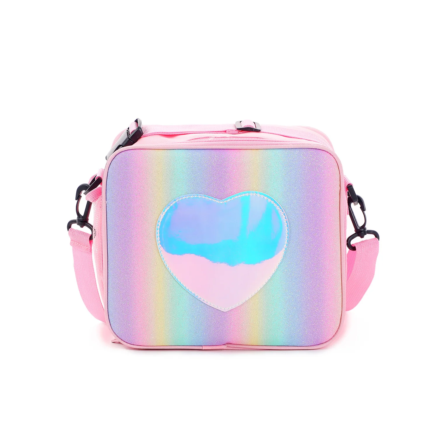 Wholesale New Waterproof Eco-friendly Cartoon Glitter Laser lunch bag rainbow color insulated bento bag picnic ice bag