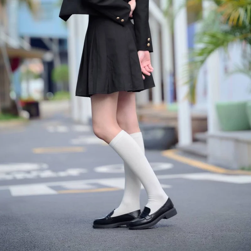 Wholesales Women Over Knee High Sock Antibacterial Lady Slouchy Socks Thigh High Cotton Socks Black White for Girl Dress Custom